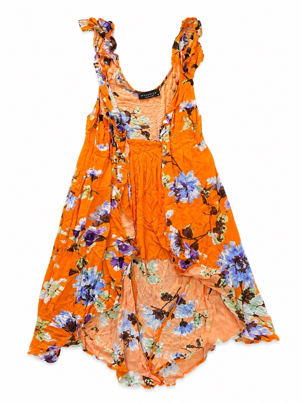 Maverick Collection Orange Floral Hi-Low Sleeveless Kimono Size Large